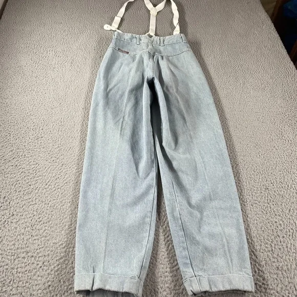 Vintage 70s Womens Pleated Jeans Suspender High Waist Fits 26x28 USA RARE *Read - Picture 13 of 15
